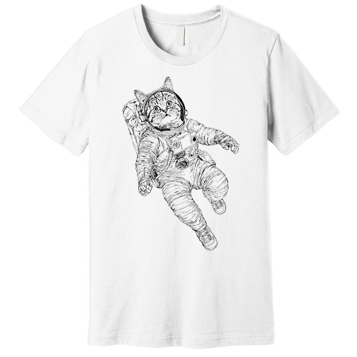 Tabby Space Cat Astronaut Kitty Graphic Premium T-Shirt