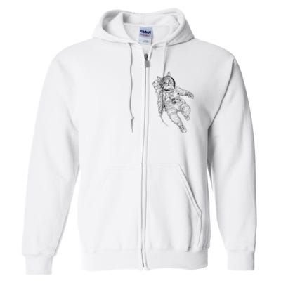 Tabby Space Cat Astronaut Kitty Graphic Full Zip Hoodie