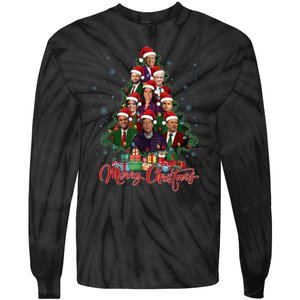 Trump Supporter Christmas Tree Dream Team Daddys Home 45 47 Tie-Dye Long Sleeve Shirt