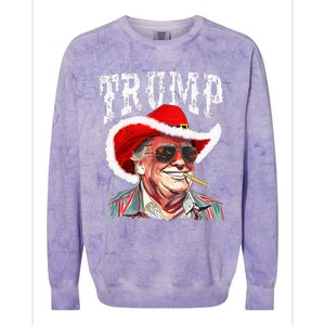 Trump Santa Cowboy Hat Christmas Texas Western Howdy Xmas Colorblast Crewneck Sweatshirt