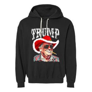 Trump Santa Cowboy Hat Christmas Texas Western Howdy Xmas Garment-Dyed Fleece Hoodie