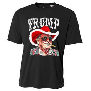 Trump Santa Cowboy Hat Christmas Texas Western Howdy Xmas Cooling Performance Crew T-Shirt