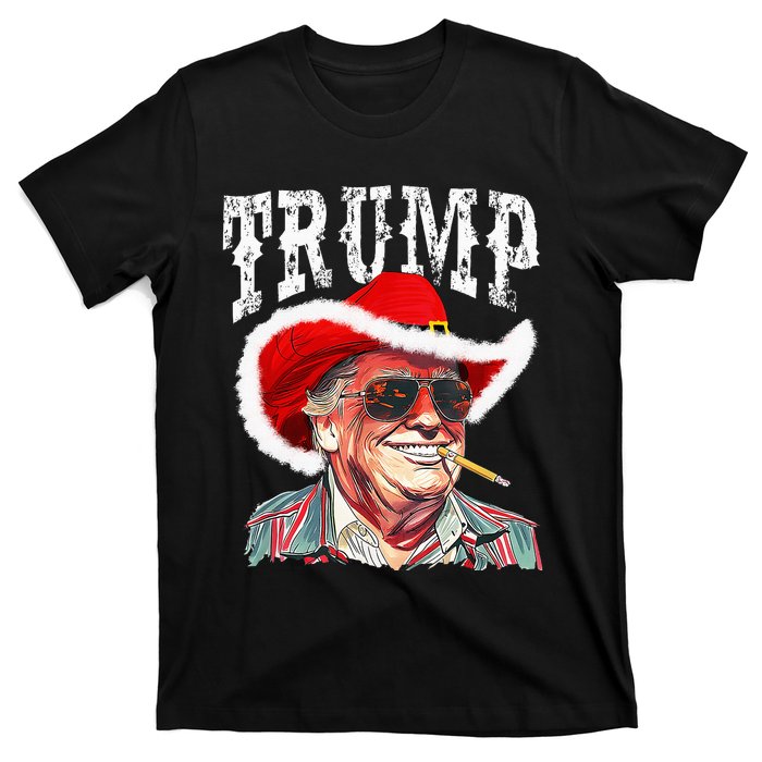 Trump Santa Cowboy Hat Christmas Texas Western Howdy Xmas T-Shirt