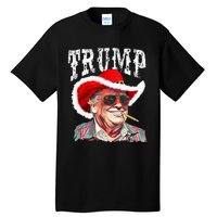 Trump Santa Cowboy Hat Christmas Texas Western Howdy Xmas Tall T-Shirt