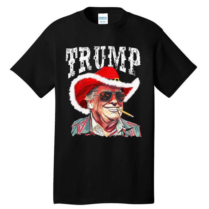 Trump Santa Cowboy Hat Christmas Texas Western Howdy Xmas Tall T-Shirt