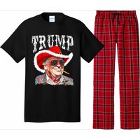 Trump Santa Cowboy Hat Christmas Texas Western Howdy Xmas Pajama Set