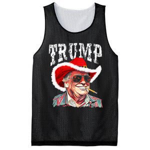 Trump Santa Cowboy Hat Christmas Texas Western Howdy Xmas Mesh Reversible Basketball Jersey Tank