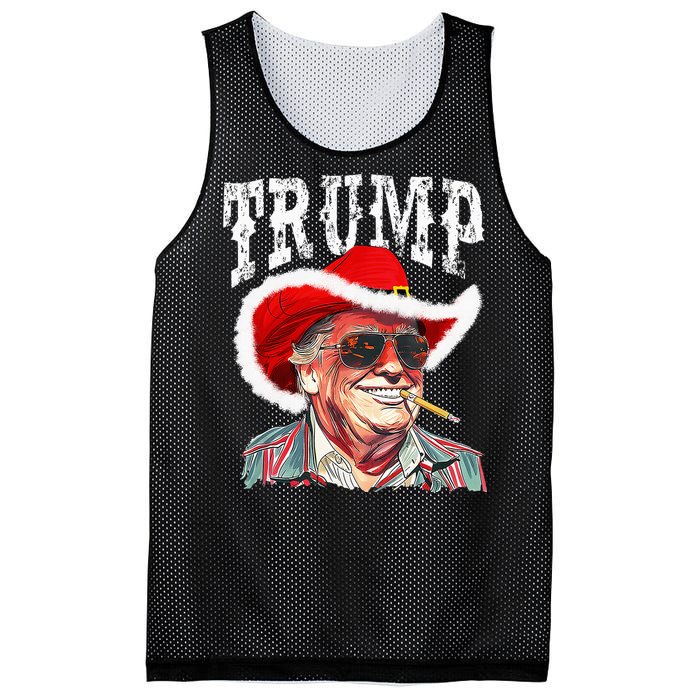 Trump Santa Cowboy Hat Christmas Texas Western Howdy Xmas Mesh Reversible Basketball Jersey Tank