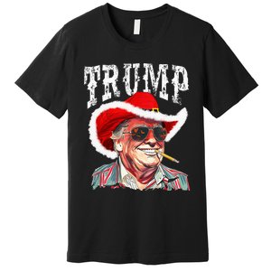 Trump Santa Cowboy Hat Christmas Texas Western Howdy Xmas Premium T-Shirt