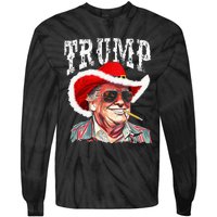 Trump Santa Cowboy Hat Christmas Texas Western Howdy Xmas Tie-Dye Long Sleeve Shirt