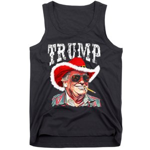 Trump Santa Cowboy Hat Christmas Texas Western Howdy Xmas Tank Top