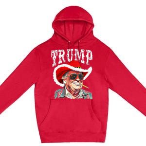 Trump Santa Cowboy Hat Christmas Texas Western Howdy Xmas Premium Pullover Hoodie