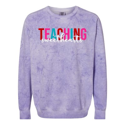 Teaching Sweethearts Colorful Teacher Colorblast Crewneck Sweatshirt