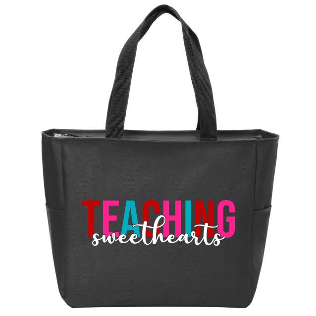 Teaching Sweethearts Colorful Teacher Zip Tote Bag