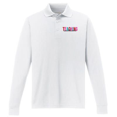 Teaching Sweethearts Colorful Teacher Performance Long Sleeve Polo