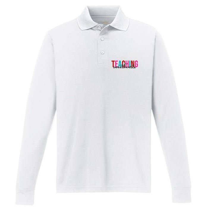 Teaching Sweethearts Colorful Teacher Performance Long Sleeve Polo