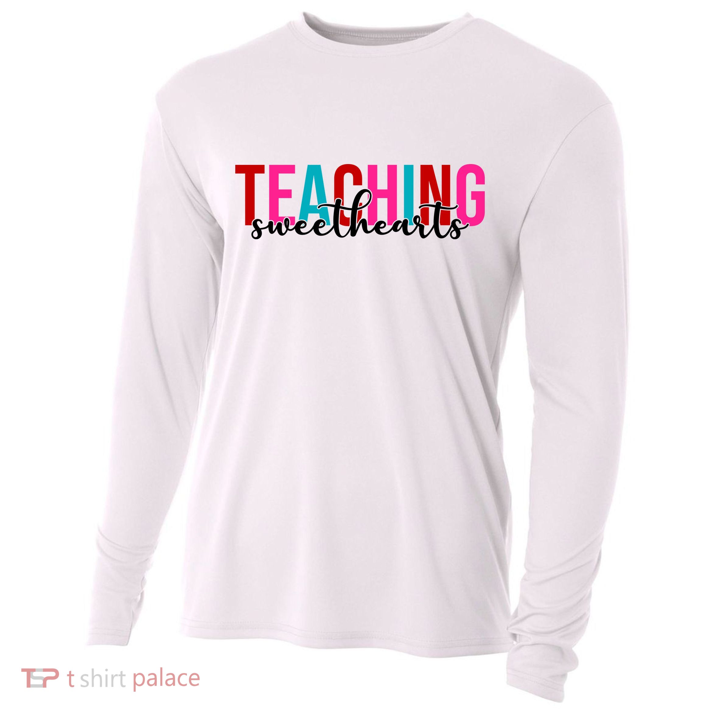 Teaching Sweethearts Colorful Teacher Cooling Performance Long Sleeve Crew