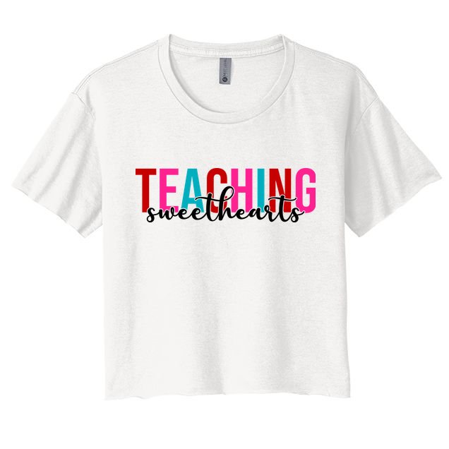 Teaching Sweethearts Colorful Teacher Crop Top