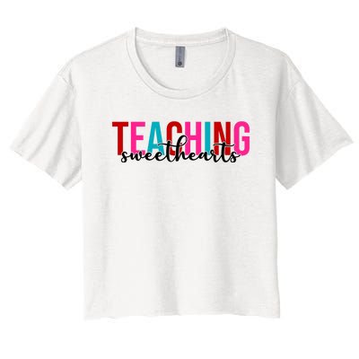 Teaching Sweethearts Colorful Teacher Women's Crop Top Tee