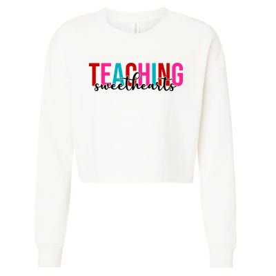 Teaching Sweethearts Colorful Teacher Cropped Pullover Crew