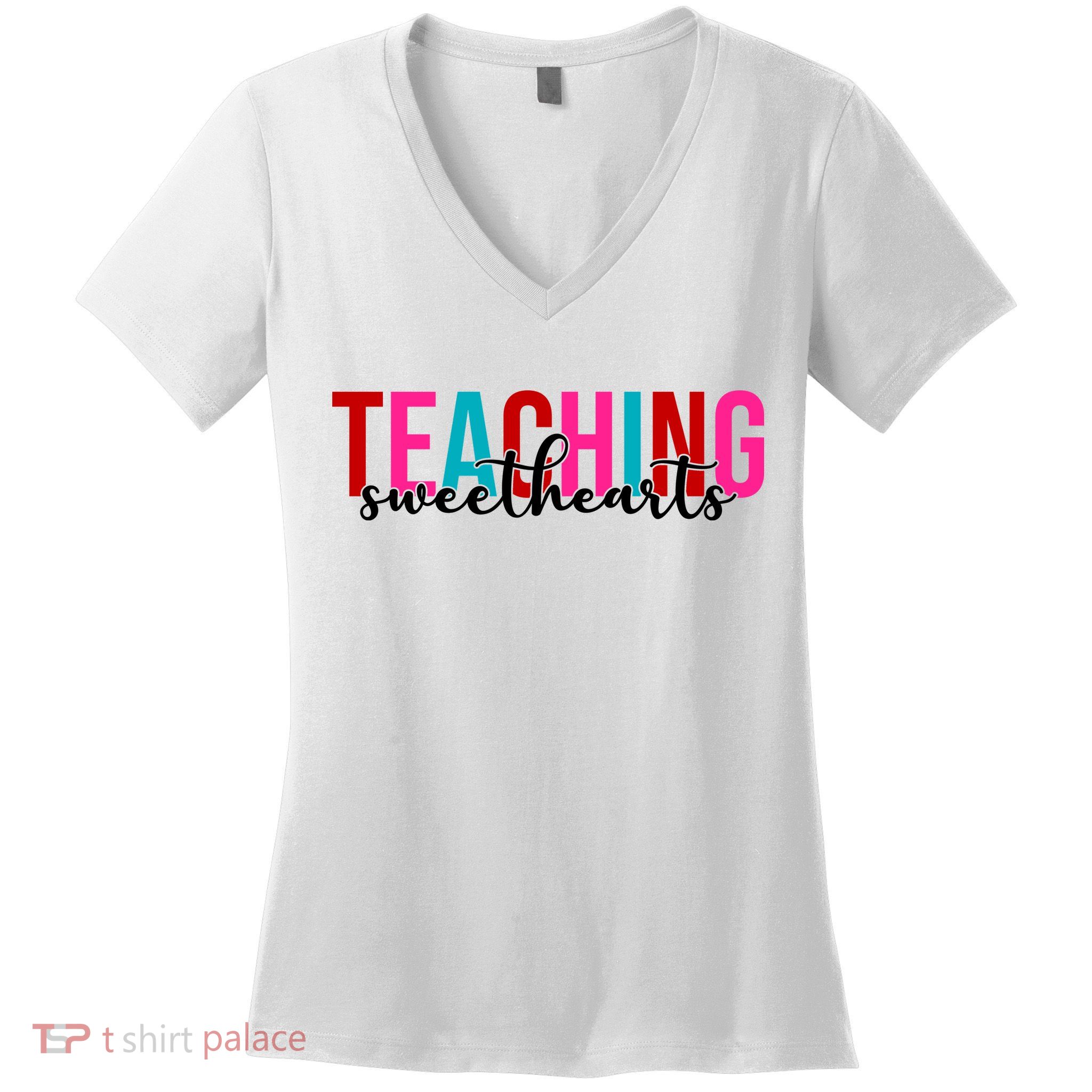 Teaching Sweethearts Colorful Teacher Women's V-Neck T-Shirt
