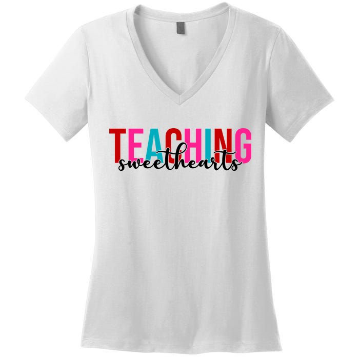 Teaching Sweethearts Colorful Teacher Women's V-Neck T-Shirt