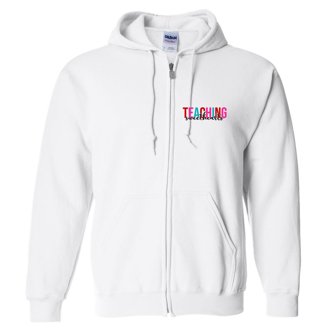 Teaching Sweethearts Colorful Teacher Full Zip Hoodie