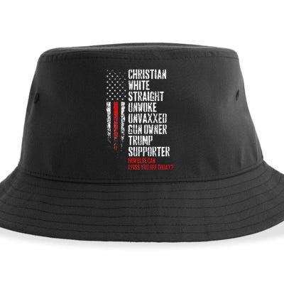 Trump Supporter Christian White Straight Unwoke Unvaxxed Sustainable Bucket Hat