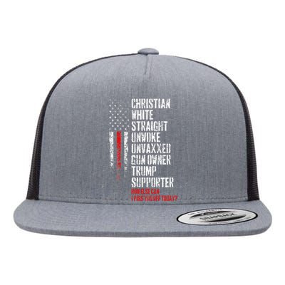 Trump Supporter Christian White Straight Unwoke Unvaxxed Flat Bill Trucker Hat