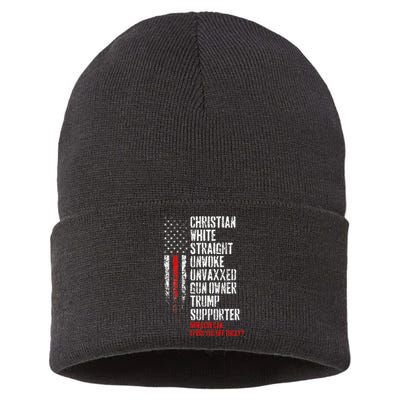 Trump Supporter Christian White Straight Unwoke Unvaxxed Sustainable Knit Beanie