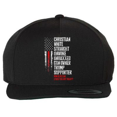 Trump Supporter Christian White Straight Unwoke Unvaxxed Wool Snapback Cap