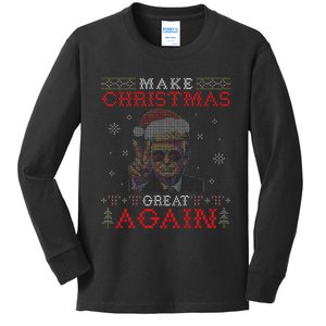 Trump Santa Claus Merry Xmas Day Make Christmas Great Again Kids Long Sleeve Shirt