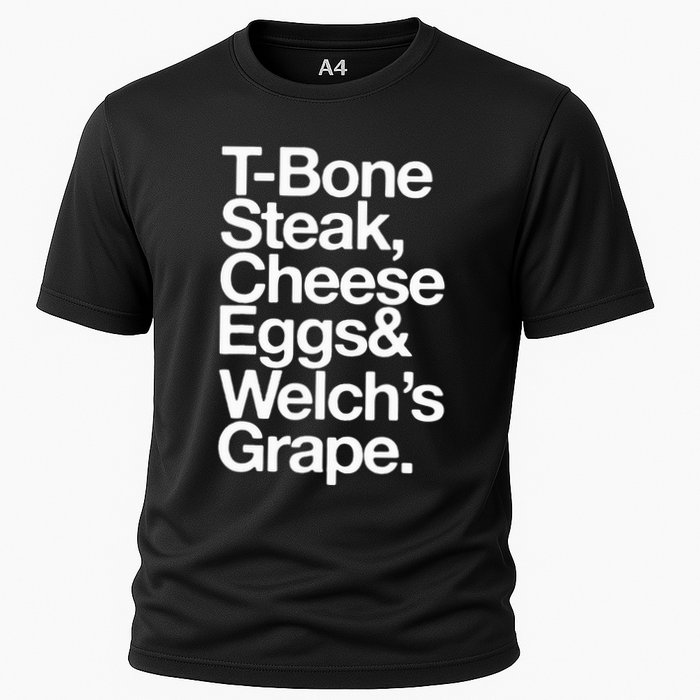 Tbone Steak Cheese Eggs And WelchS Grape Funny Cooling Performance Crew T-Shirt