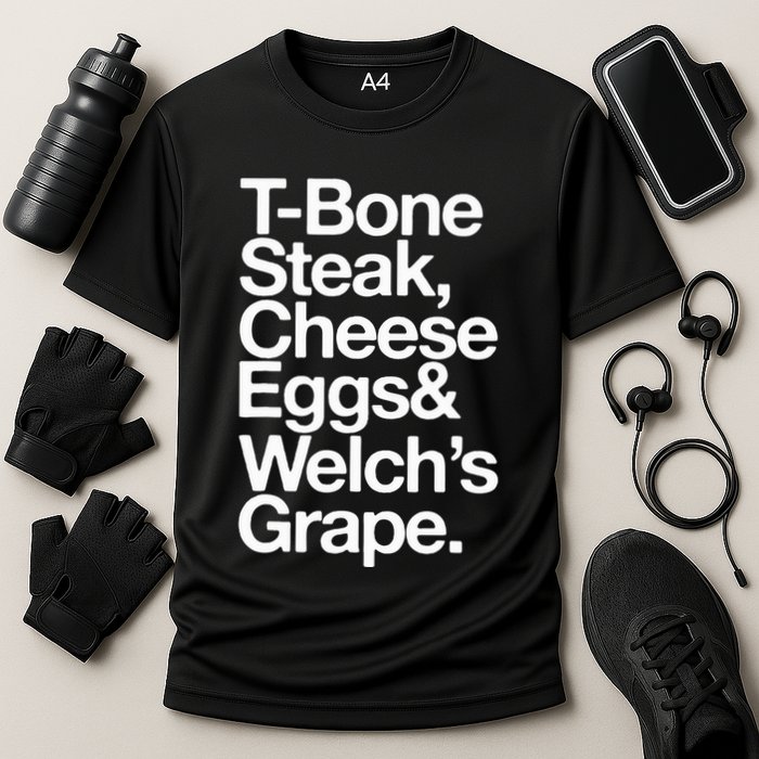 Tbone Steak Cheese Eggs And WelchS Grape Funny Cooling Performance Crew T-Shirt
