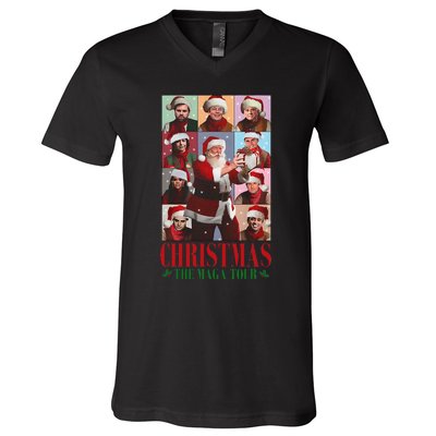 Trump Santa Christmas The Maga Make Christmas Great V-Neck T-Shirt