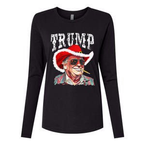 Trump Santa Cowboy Hat Christmas Texas Western Howdy Xmas Womens Cotton Relaxed Long Sleeve T-Shirt