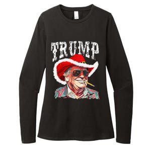 Trump Santa Cowboy Hat Christmas Texas Western Howdy Xmas Womens CVC Long Sleeve Shirt