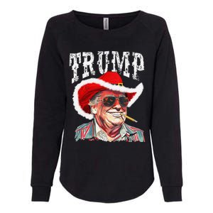 Trump Santa Cowboy Hat Christmas Texas Western Howdy Xmas Womens California Wash Sweatshirt