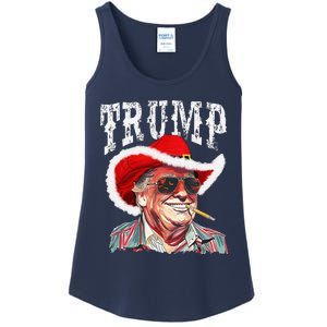 Trump Santa Cowboy Hat Christmas Texas Western Howdy Xmas Ladies Essential Tank