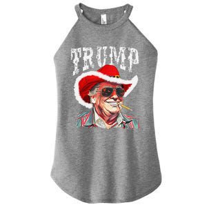 Trump Santa Cowboy Hat Christmas Texas Western Howdy Xmas Women's Perfect Tri Rocker Tank