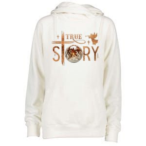 True Story Christmas Nativity Jesus Christian Womens Funnel Neck Pullover Hood