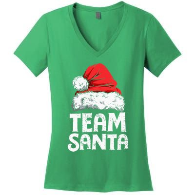 Team Santa Christmas Squad Family Matching Pajamas Women's V-Neck T-Shirt