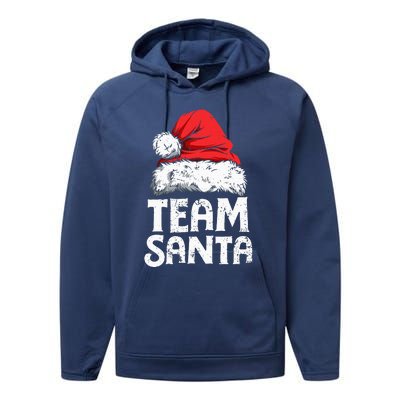 Team Santa Christmas Squad Family Matching Pajamas Performance Fleece Hoodie