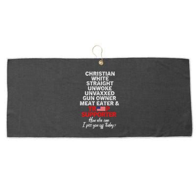 Trump Supporter Christian White Straight Unwoke Unvaxxed Large Microfiber Waffle Golf Towel