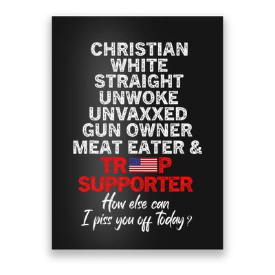 Trump Supporter Christian White Straight Unwoke Unvaxxed Poster