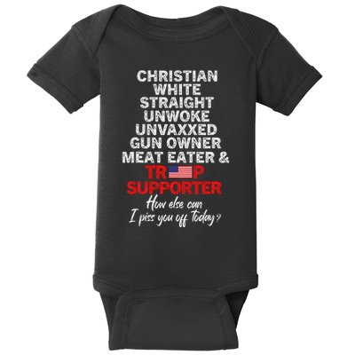 Trump Supporter Christian White Straight Unwoke Unvaxxed Baby Bodysuit