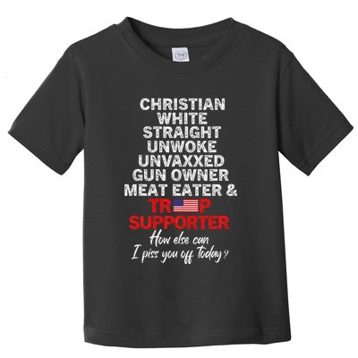 Trump Supporter Christian White Straight Unwoke Unvaxxed Toddler T-Shirt