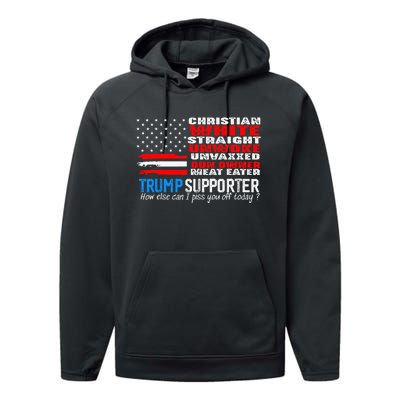 Trump Supporter Christian White Straight Unwoke Unvaxxed Performance Fleece Hoodie