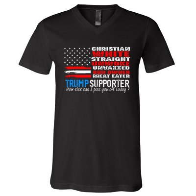 Trump Supporter Christian White Straight Unwoke Unvaxxed V-Neck T-Shirt