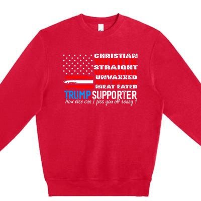 Trump Supporter Christian White Straight Unwoke Unvaxxed Premium Crewneck Sweatshirt